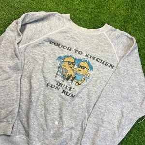 Vintage‎ Hanes Couch to Kitchen Fun Run Sweatshirt XL USA Made Potatoes Funny